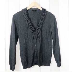 🌟 Talbots Ruffle Gray Sweater Cardigan Women S